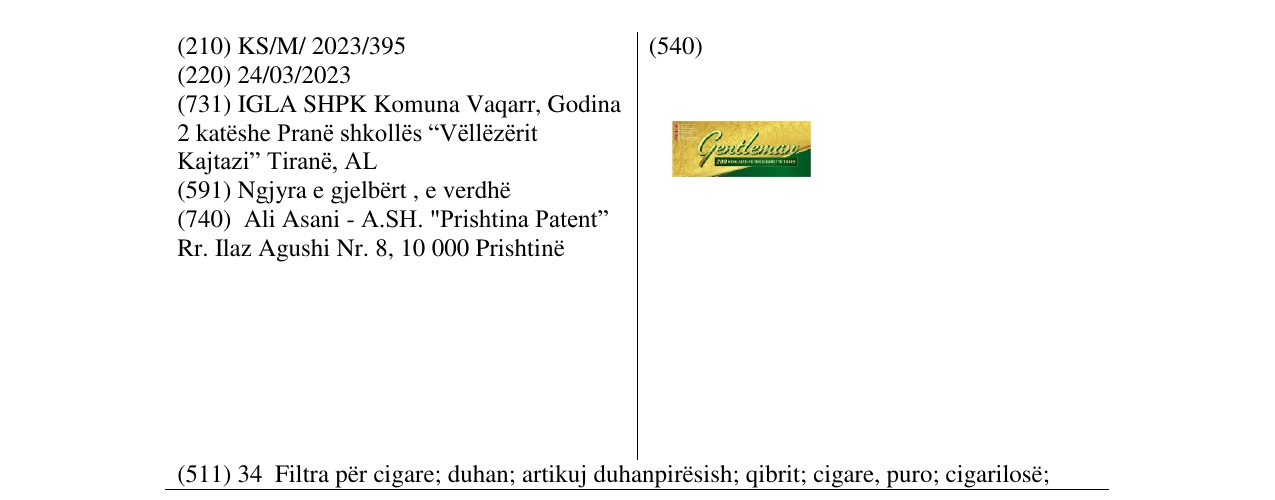 Zëri i markës Gentleman në buletin