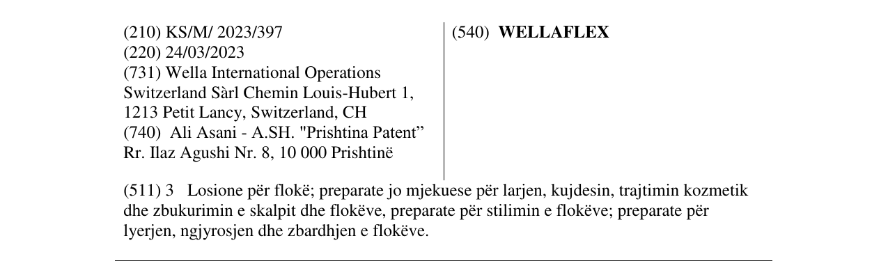 Zëri i markës WELLAFLEX në buletin