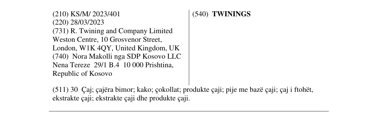 Zëri i markës TWININGS në buletin