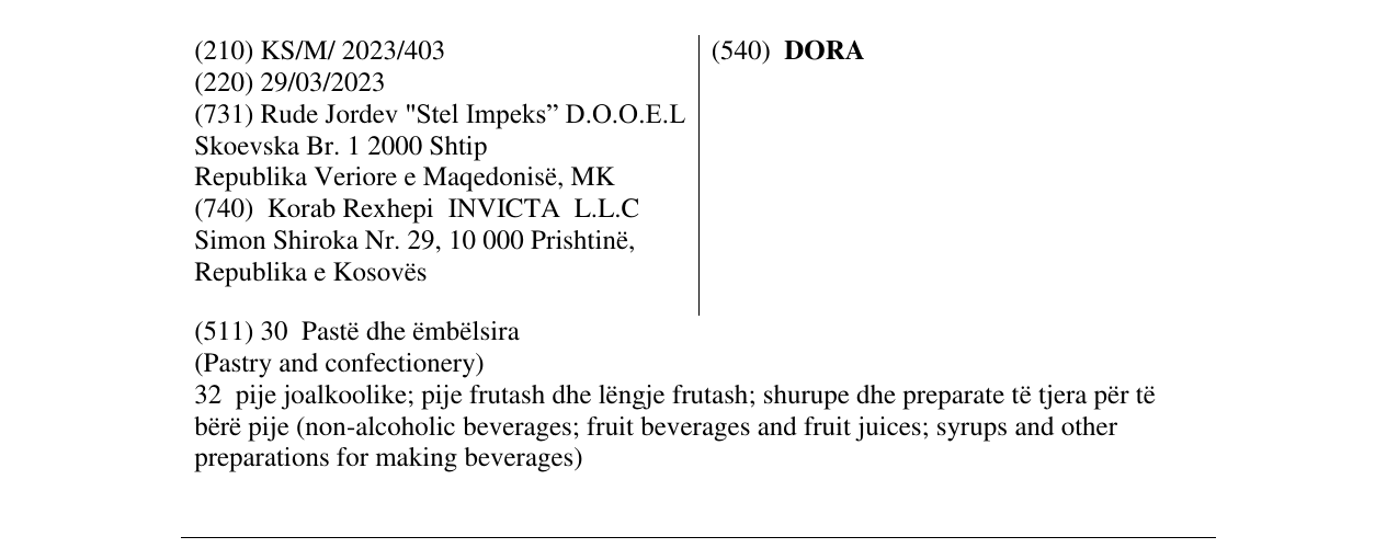 Zëri i markës DORA në buletin