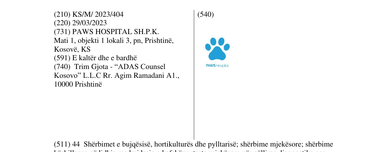 Zëri i markës PAWS Hospital në buletin