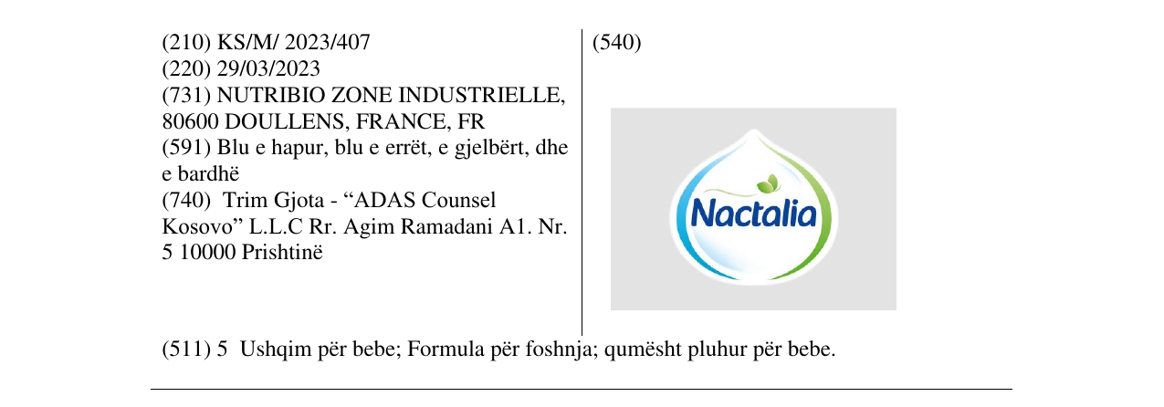 Zëri i markës NACTALIA në buletin