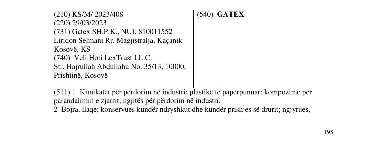 Zëri i markës GATEX në buletin
