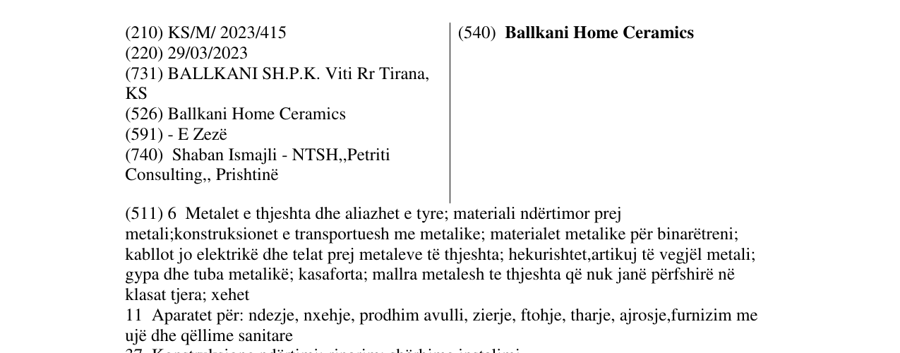 Zëri i markës Ballkani Home Ceramics në buletin