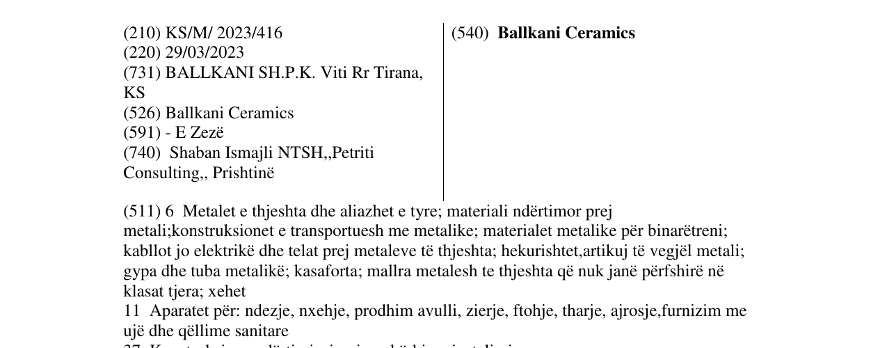 Zëri i markës Ballkani Ceramics në buletin