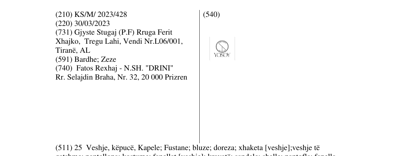 Zëri i markës YOSOY në buletin