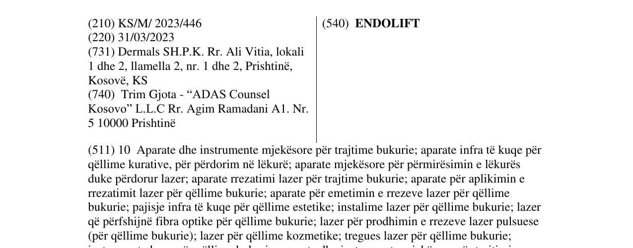 Zëri i markës ENDOLIFT në buletin
