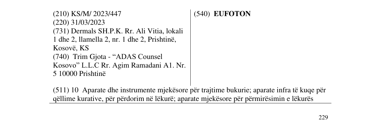 Zëri i markës EUFOTON në buletin