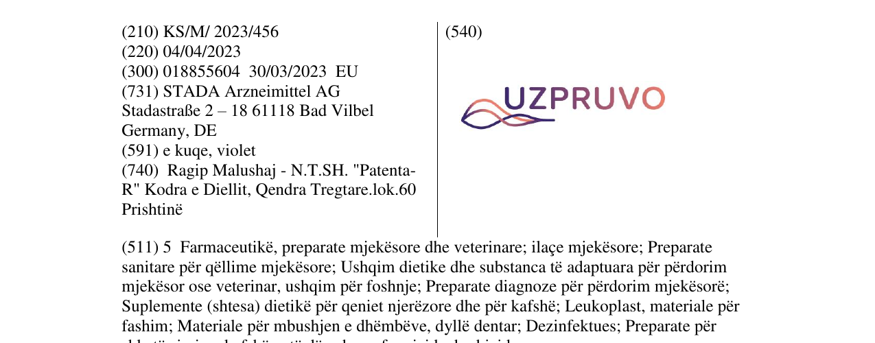 Zëri i markës UZPRUVU në buletin