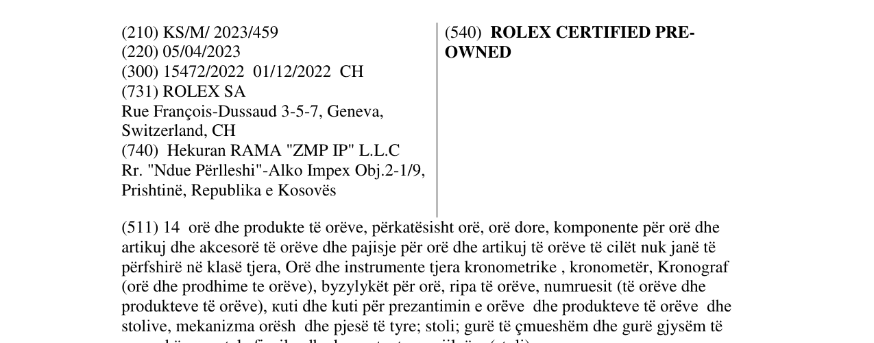 Zëri i markës ROLEX CERTIFIED PRE - OWNED në buletin