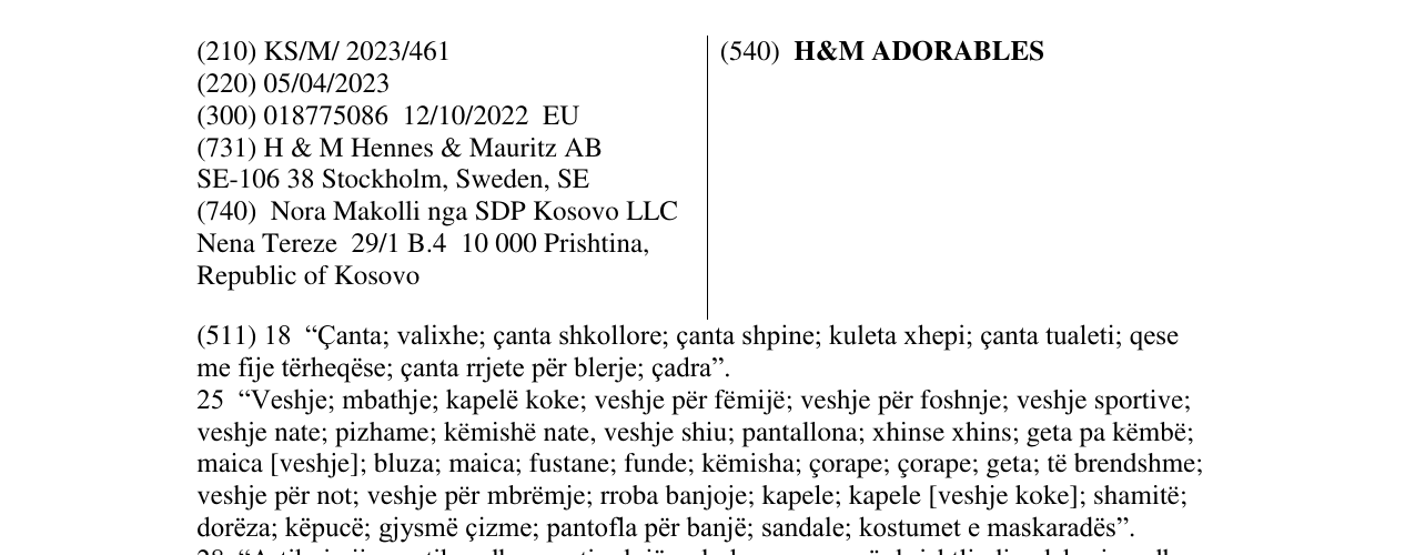 Zëri i markës H&M ADORABLES në buletin