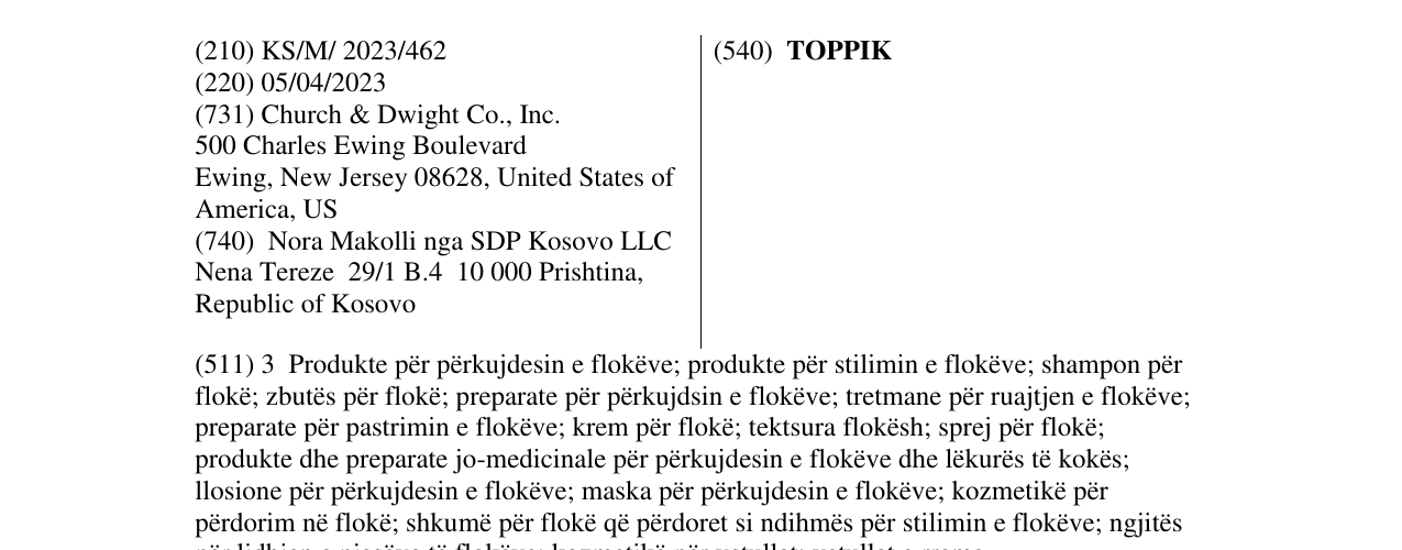 Zëri i markës TOPPIK në buletin