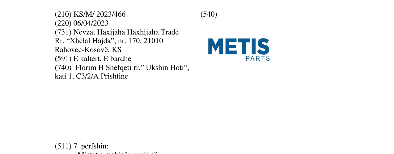 Zëri i markës METIS PARTS në buletin