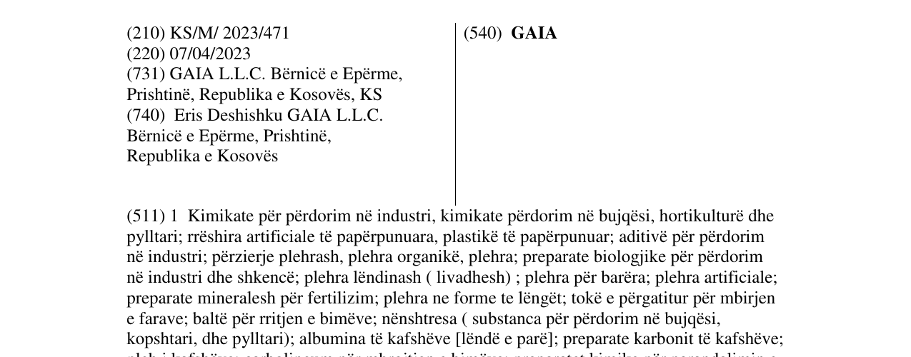 Zëri i markës GAIA në buletin
