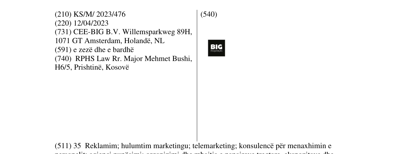 Zëri i markës BIG FASHION në buletin