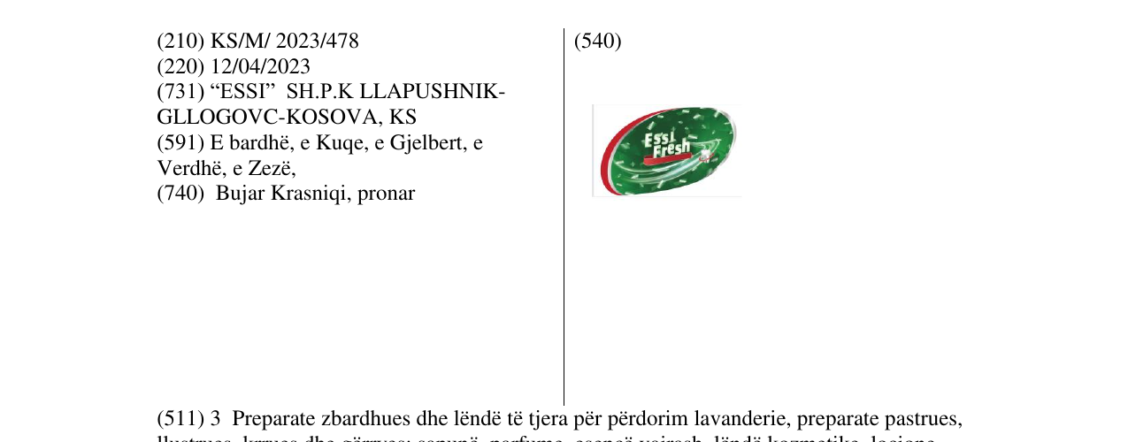 Zëri i markës ESSI FRESH në buletin