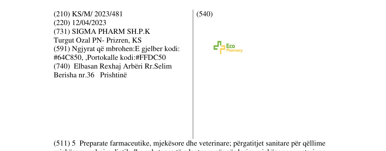Zëri i markës ECO PHARMACY në buletin