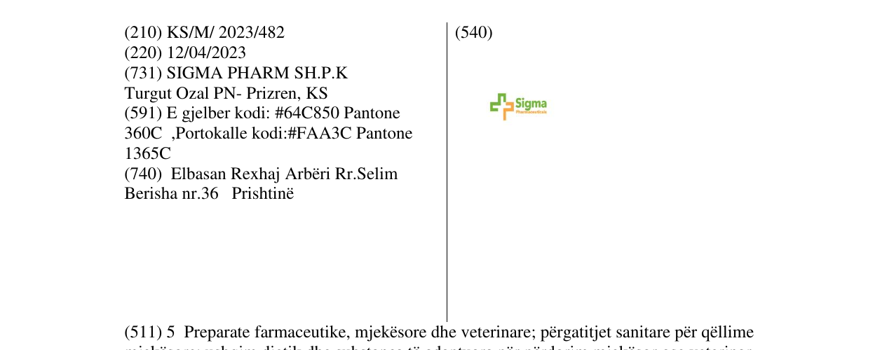 Zëri i markës SIGMA PHARMACEUTICALS në buletin