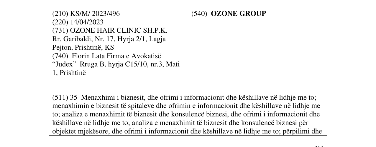Zëri i markës OZONE GROUP në buletin