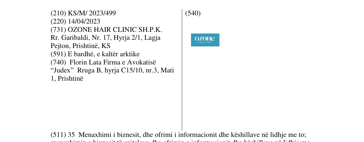 Zëri i markës ozone hair clinic në buletin