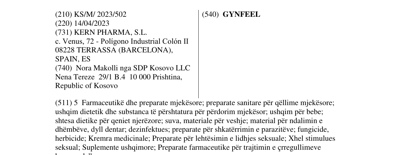 Zëri i markës GYNFEEL në buletin