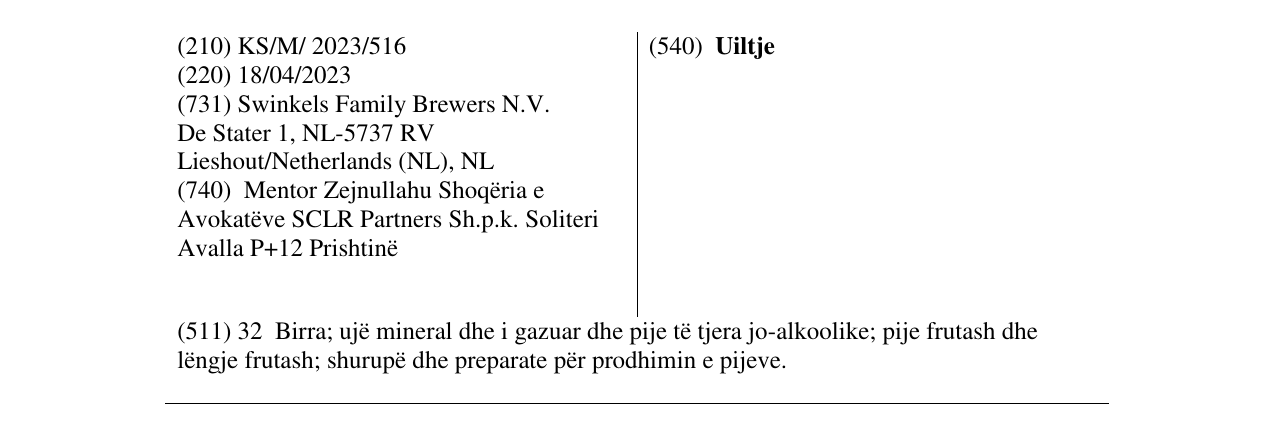 Zëri i markës Uiltje në buletin