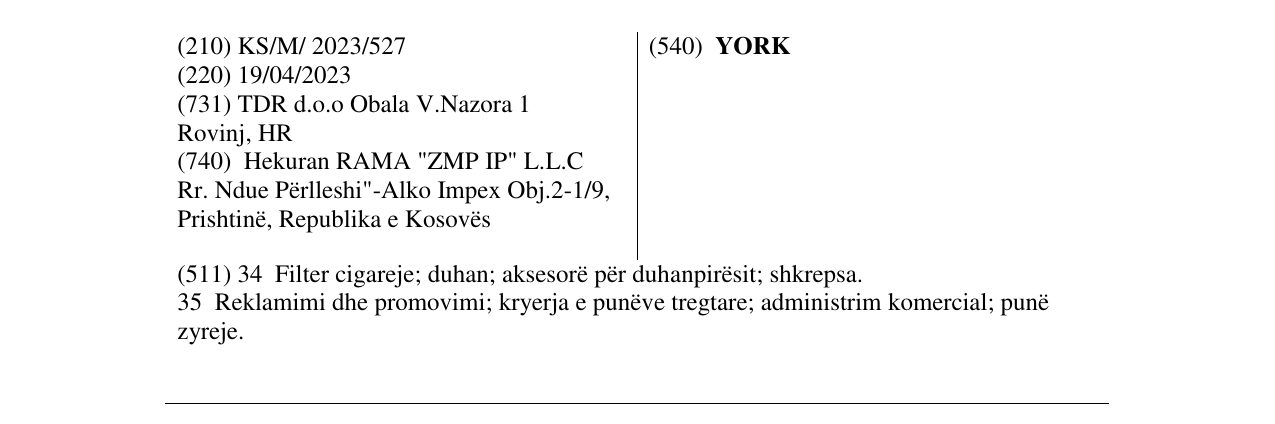 Zëri i markës YORK në buletin