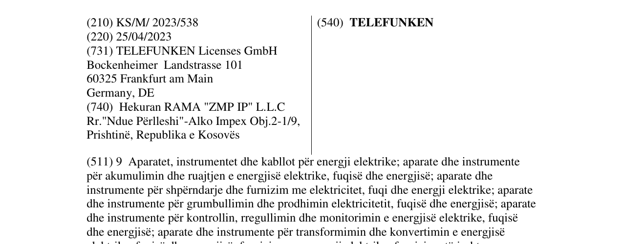 Zëri i markës TELEFUNKEN në buletin