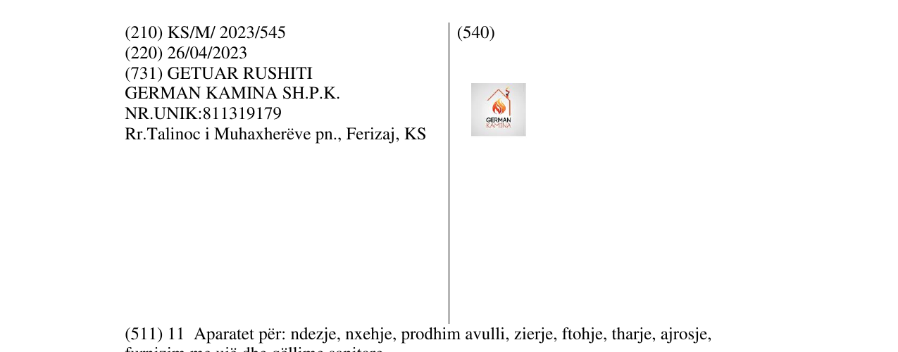 Zëri i markës GERMAN KAMINA në buletin