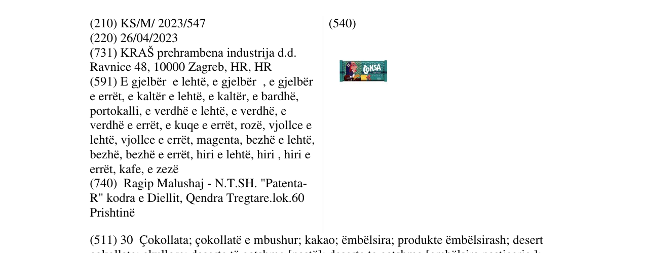 Zëri i markës COKSA në buletin