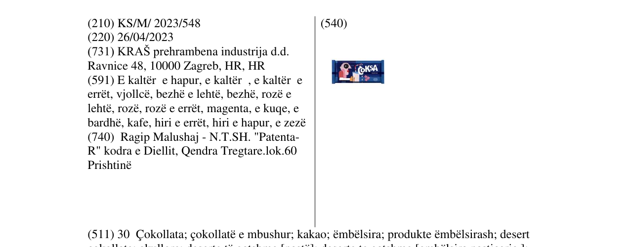 Zëri i markës COKSA në buletin