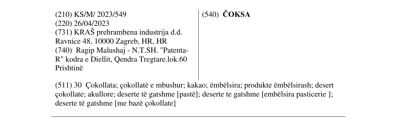 Zëri i markës ČOKSA në buletin