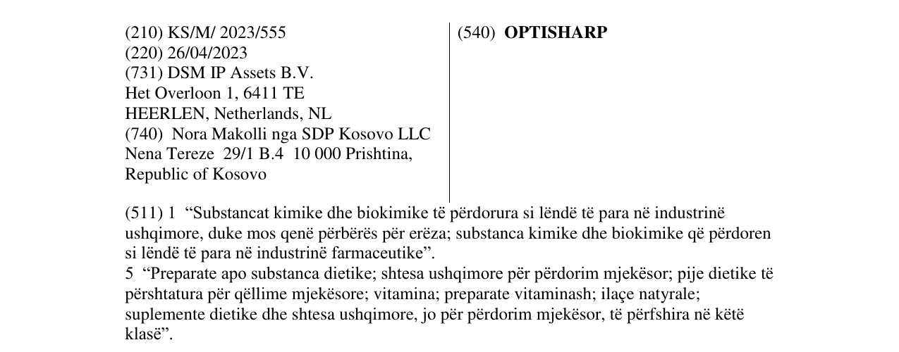 Zëri i markës OPTISHARP në buletin