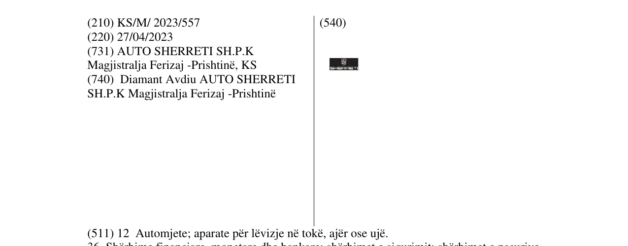 Zëri i markës SHERRETI në buletin