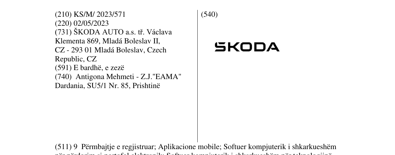 Zëri i markës SKODA në buletin