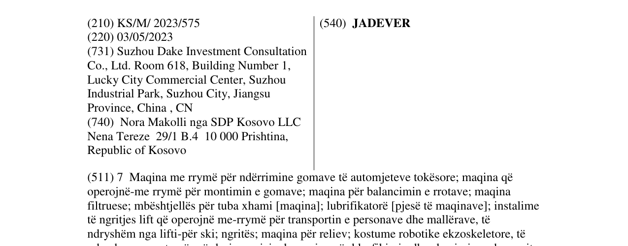 Zëri i markës JADEVER në buletin