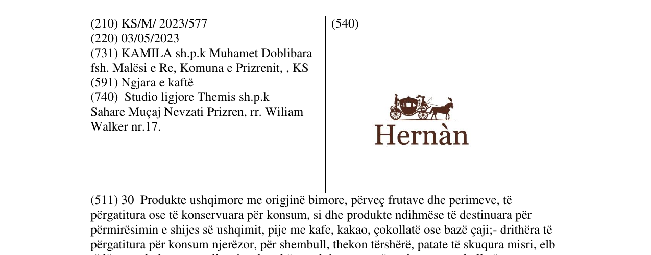 Zëri i markës HERNAN në buletin