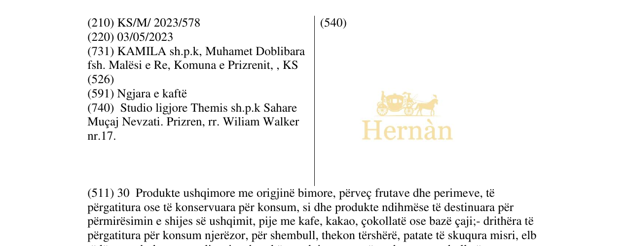 Zëri i markës HERNAN në buletin
