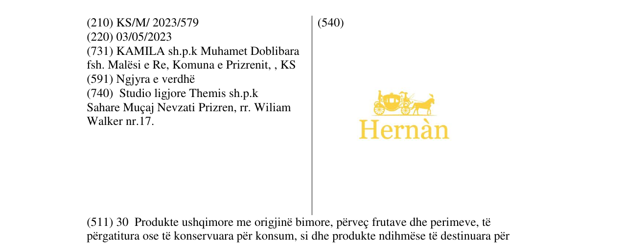 Zëri i markës HERNAN në buletin