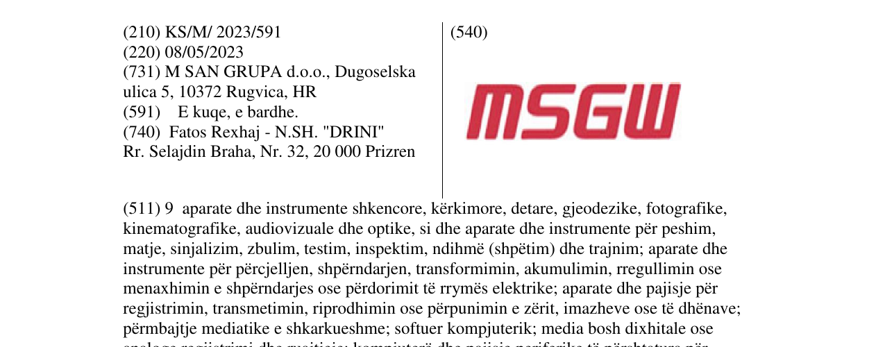 Zëri i markës msgw në buletin