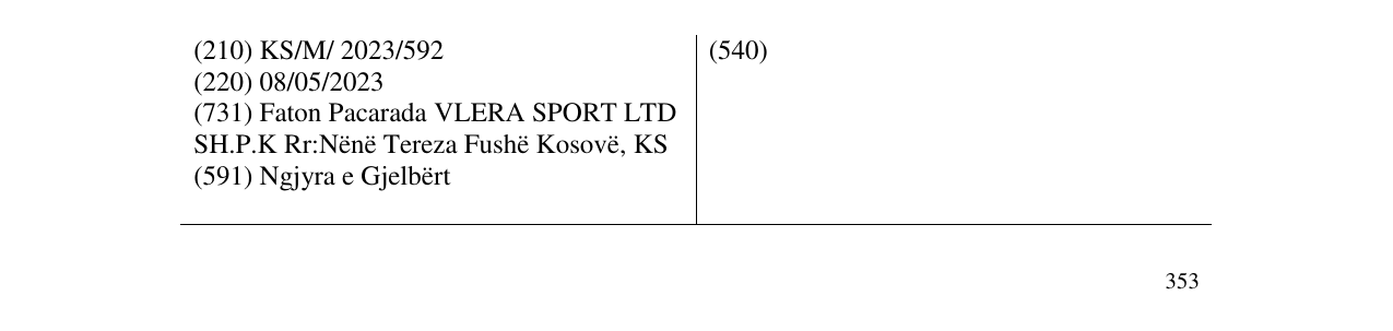 Zëri i markës VLERA SPORT në buletin