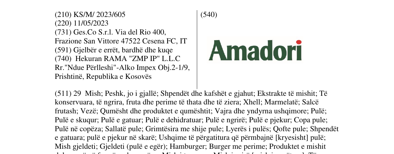 Zëri i markës AMADORI në buletin