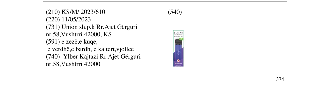 Zëri i markës ELFBAR në buletin