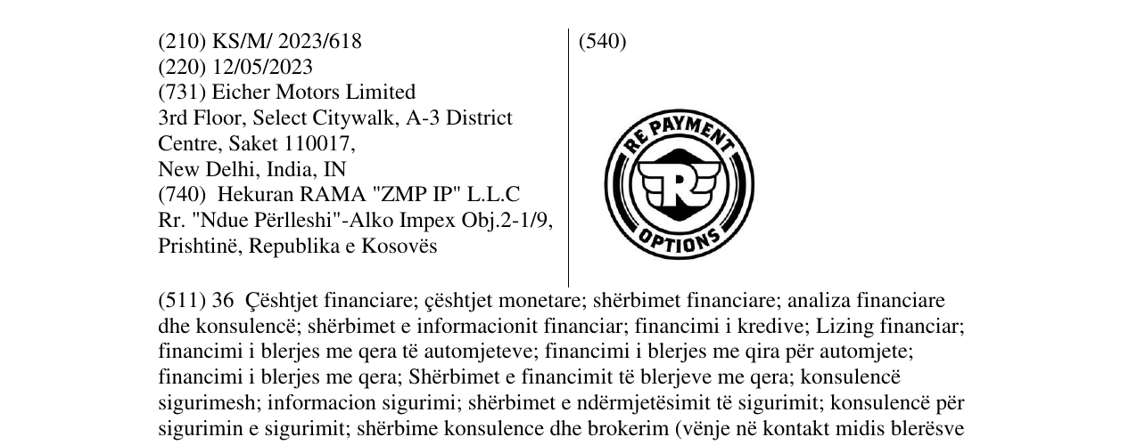 Zëri i markës RE PAYMENT në buletin