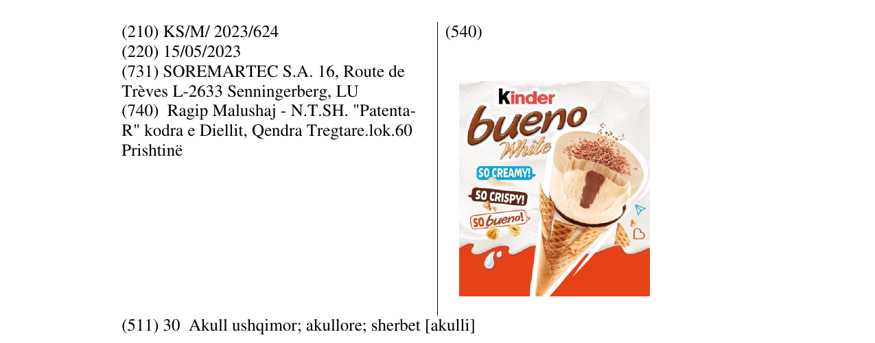 Zëri i markës kinder bueno white në buletin