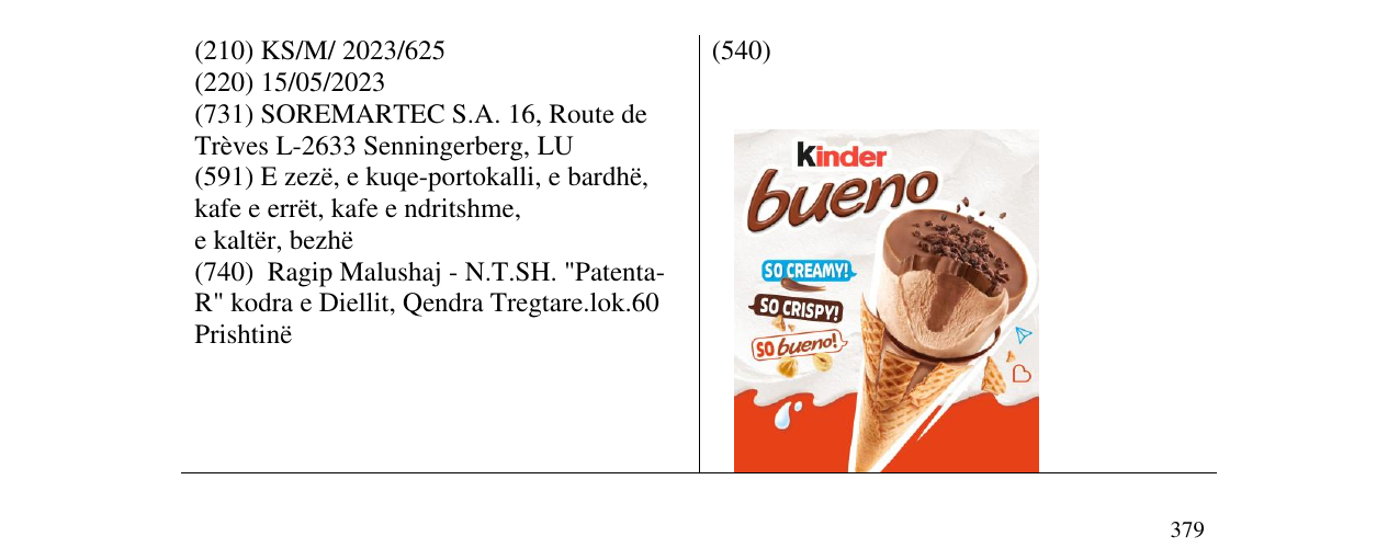 Zëri i markës kinder bueno në buletin