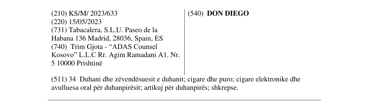 Zëri i markës DON DIEGO në buletin