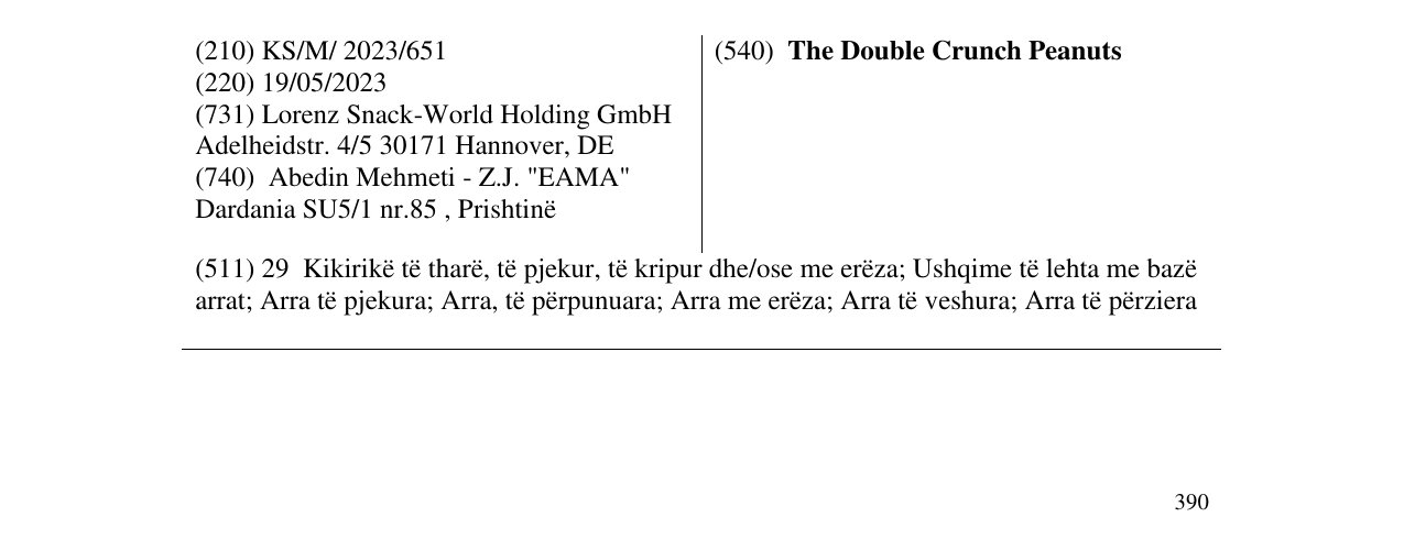 Zëri i markës The Double Crunch Peanuts në buletin