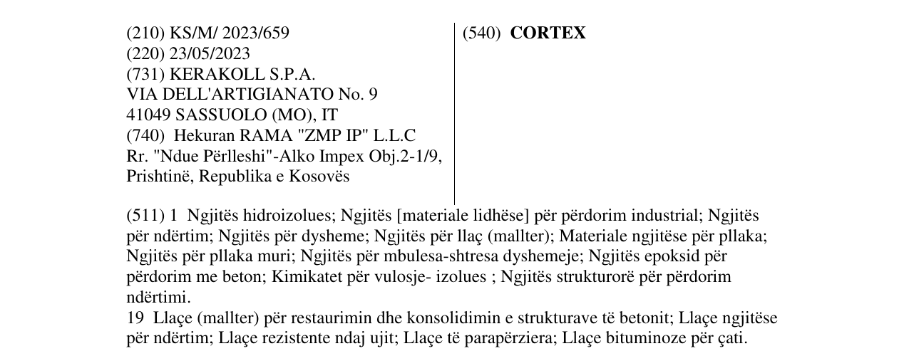 Zëri i markës CORTEX në buletin
