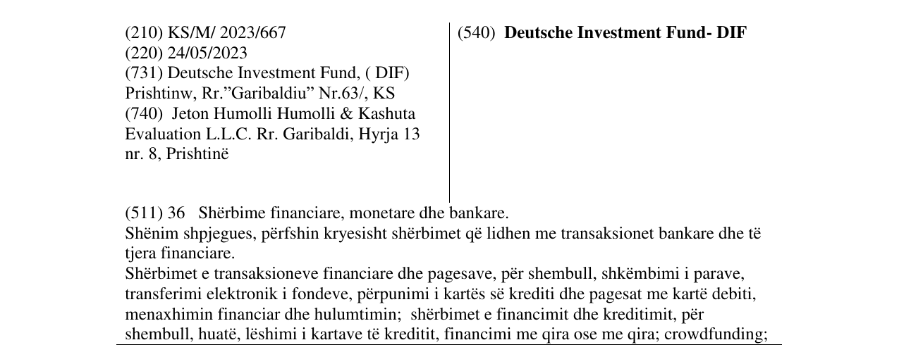 Zëri i markës Deutsche Investment Fund- DIF në buletin